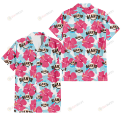San Francisco Giants Pink Blue Hibiscus White Background 3D Hawaiian Shirt