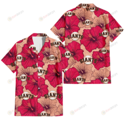 San Francisco Giants Red Beige Hibiscus Beige Background 3D Hawaiian Shirt