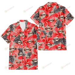 San Francisco Giants Red Hibiscus Gray Leaf Beige Background 3D Hawaiian Shirt