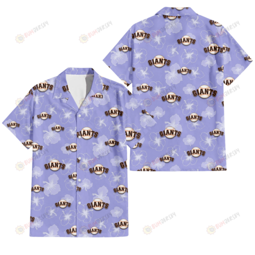 San Francisco Giants Sketch White Hibiscus Violet Background 3D Hawaiian Shirt