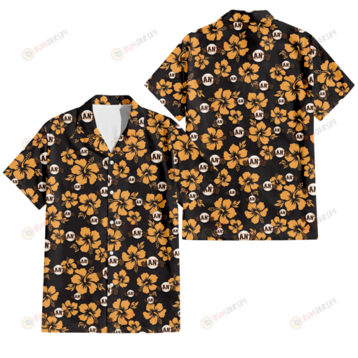San Francisco Giants Tiny Yellow Hibiscus Black Background 3D Hawaiian Shirt