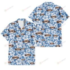 San Francisco Giants White Hibiscus Light Blue Texture Background 3D Hawaiian Shirt