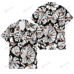 San Francisco Giants White Hibiscus Porcelain Flower Palm Leaf Black 3D Hawaiian Shirt