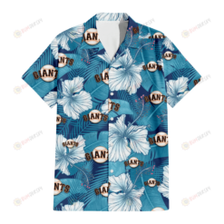 San Francisco Giants White Hibiscus Turquoise Banana Leaf Navy Background 3D Hawaiian Shirt