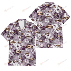 San Francisco Giants White Hibiscus Violet Leaves Light Grey Background 3D Hawaiian Shirt