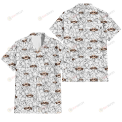 San Francisco Giants White Sketch Hibiscus Pattern White Background 3D Hawaiian Shirt