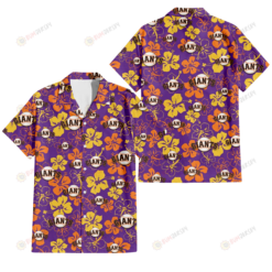 San Francisco Giants Yellow And Orange Hibiscus Purple Background 3D Hawaiian Shirt