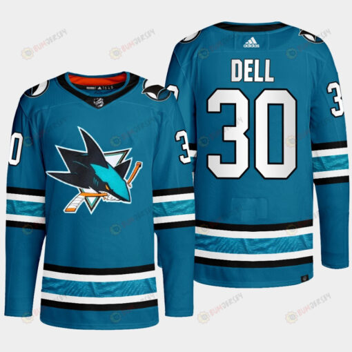 San Jose Sharks Aaron Dell 30 Teal Primegreen 2022-23 Home Jersey