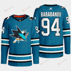 San Jose Sharks Alexander Barabanov 94 Teal Primegreen 2022-23 Home Jersey