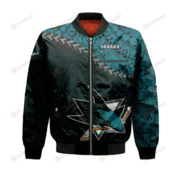 San Jose Sharks Bomber Jacket 3D Printed Grunge Polynesian Tattoo