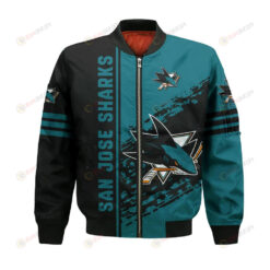 San Jose Sharks Bomber Jacket 3D Printed Logo Pattern In Team Colours