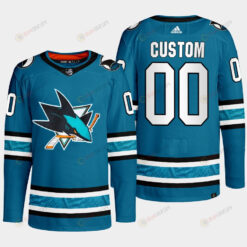 San Jose Sharks Custom 00 Teal Primegreen 2022-23 Home Jersey