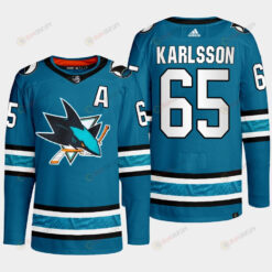 San Jose Sharks Erik Karlsson 65 Teal Primegreen 2022-23 Home Jersey