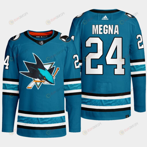 San Jose Sharks Jaycob Megna 24 Teal Primegreen 2022-23 Home Jersey