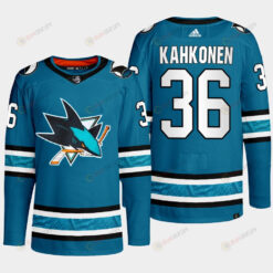 San Jose Sharks Kaapo Kahkonen 36 Teal Primegreen 2022-23 Home Jersey