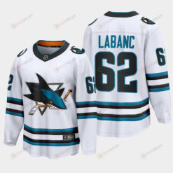 San Jose Sharks Kevin Labanc 62 2022-23 Away White Jersey The Evolve