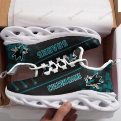 San Jose Sharks Logo Custom Name Pattern 3D Max Soul Sneaker Shoes In Black