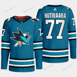 San Jose Sharks Markus Nutivaara 77 Teal Primegreen 2022-23 Home Jersey