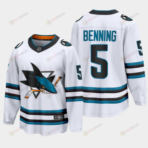 San Jose Sharks Matt Benning 5 2022-23 Away White Jersey The Evolve