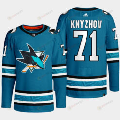 San Jose Sharks Nikolai Knyzhov 71 Teal Primegreen 2022-23 Home Jersey