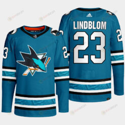 San Jose Sharks Oskar Lindblom 23 Teal Primegreen 2022-23 Home Jersey