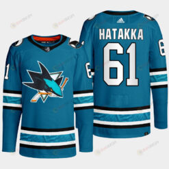 San Jose Sharks Santeri Hatakka 61 Teal Primegreen 2022-23 Home Jersey