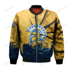 San Jose State Spartans Bomber Jacket 3D Printed Basketball Net Grunge Pattern