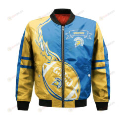 San Jose State Spartans Bomber Jacket 3D Printed Flame Ball Pattern