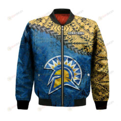 San Jose State Spartans Bomber Jacket 3D Printed Grunge Polynesian Tattoo