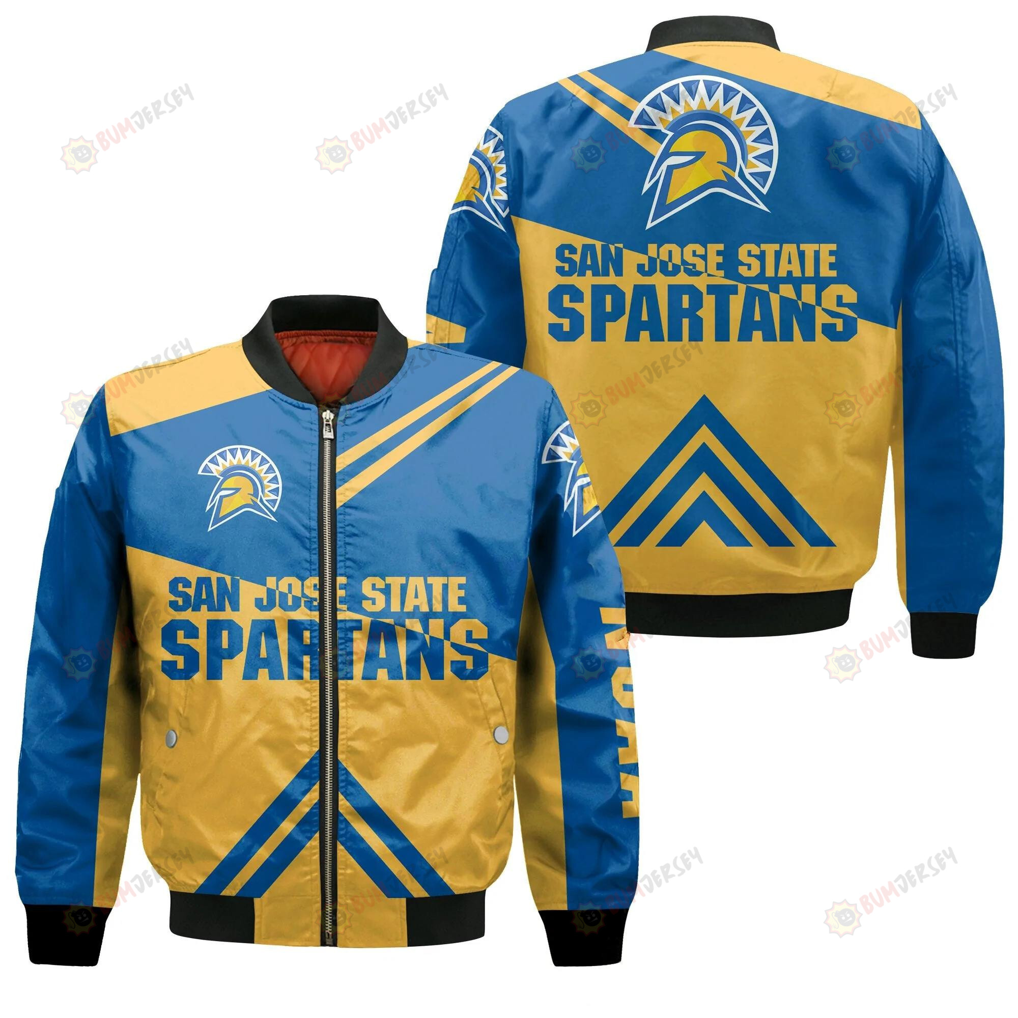 San Jose State Spartans Football Bomber Jacket 3D Printed - Stripes Cross Shoulders