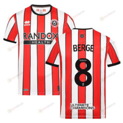 Sander Berge 8 Sheffield United 2022-23 Home Jersey - Red/White Stripes