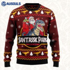 Santa And T Rex Ugly Sweaters For Men Women Unisex