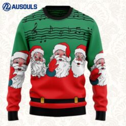Santa Claus And Music Notes Ugly Sweaters For Men Women Unisex