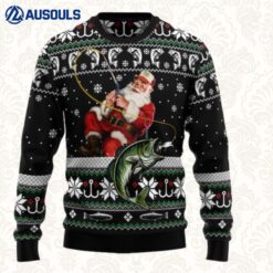 Santa Claus Fishing Ugly Sweaters For Men Women Unisex