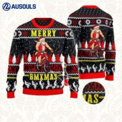 Santa On Bmx Merry Ugly Sweaters For Men Women Unisex