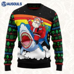 Santa Riding Shark Ugly Sweaters For Men Women Unisex