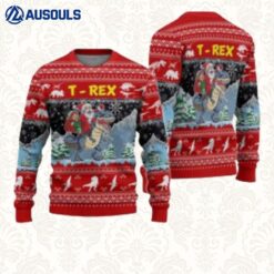 Santa Riding T Rex Ugly Sweaters For Men Women Unisex