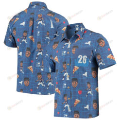 Saquon Barkley New York Giants Royal NFLPA Player Graphic Button-Up Hawaiian Shirt