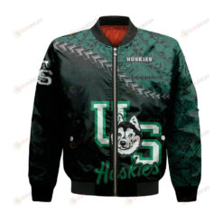 Saskatchewan Huskies Bomber Jacket 3D Printed Grunge Polynesian Tattoo