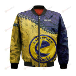 Saskatoon Blades Bomber Jacket 3D Printed Grunge Polynesian Tattoo