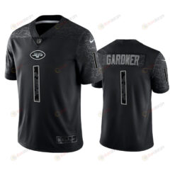 Sauce Gardner 1 New York Jets Black Reflective Limited Jersey - Men