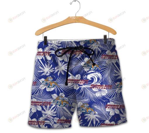 Savannah State Tigers Men Shorts Tropical Seamless