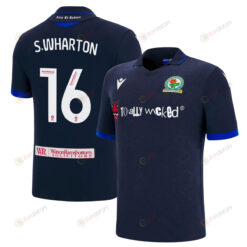 Scott Wharton 16 Blackburn Rovers 2022-23 Away Jersey - Navy