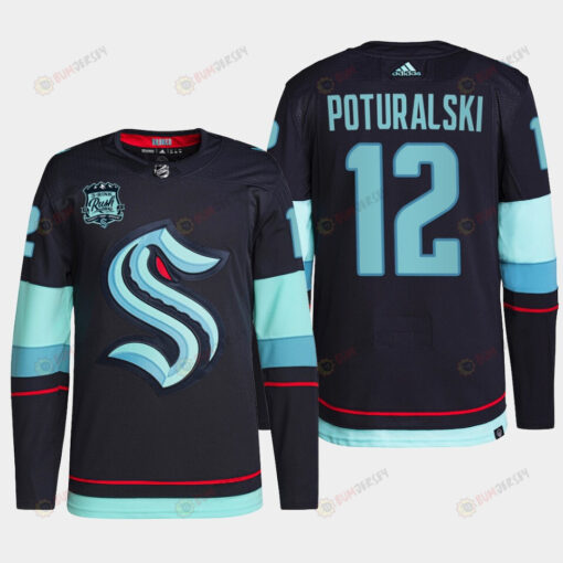 Seattle Kraken Andrew Poturalski 12 Navy Home Primegreen Jersey 2022-23