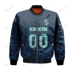 Seattle Kraken Bomber Jacket 3D Printed Team Logo Custom Text And Number