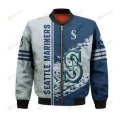 Seattle Mariners Bomber Jacket 3D Printed Logo Pattern In Team Colours