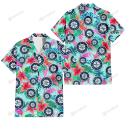 Seattle Mariners Coral Porcelain Flower Violet Orchid Light Blue Background 3D Hawaiian Shirt