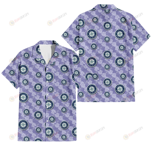 Seattle Mariners Light Purple Hibiscus Pattern Stripe Powder Purple 3D Hawaiian Shirt