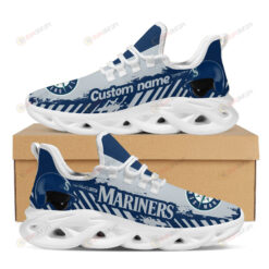 Seattle Mariners Logo Helmet And Stripe Pattern Custom Name 3D Max Soul Sneaker Shoes