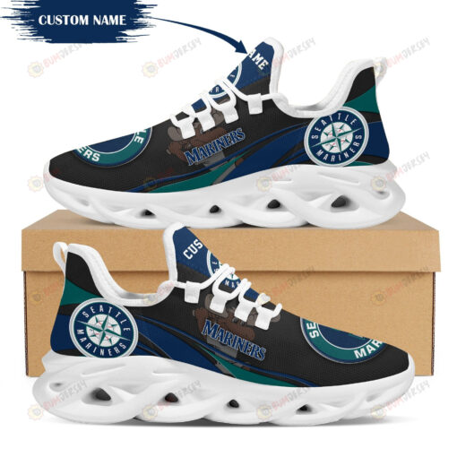 Seattle Mariners Mascot Logo Shadow Pattern Custom Name 3D Max Soul Sneaker Shoes